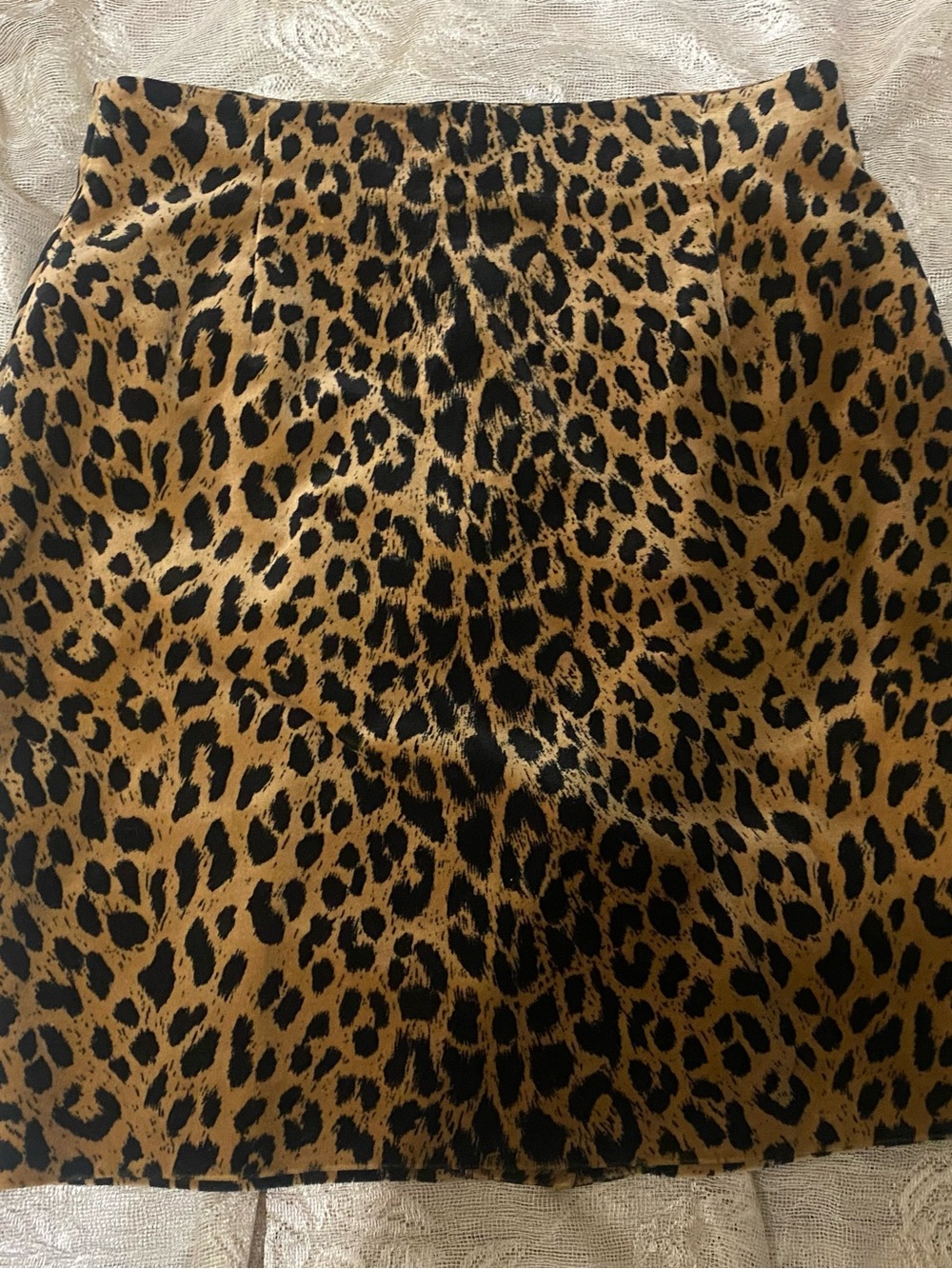 Vintage Leopard Print Mini Skirt - Black & Tan Animal Print